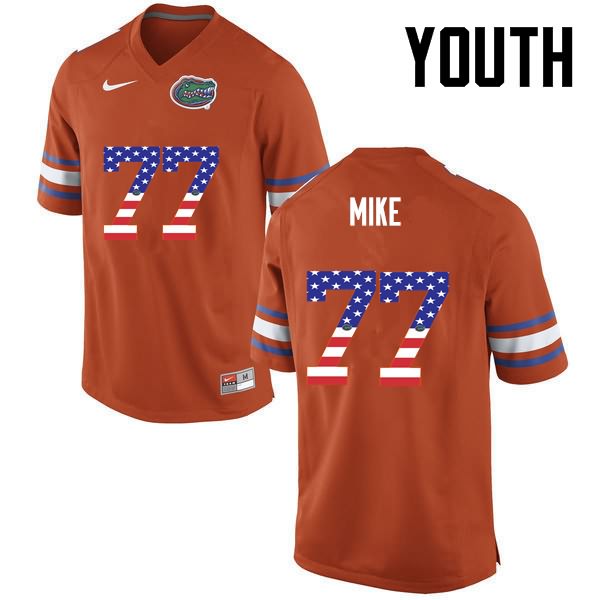 NCAA Florida Gators Andrew Mike Youth #77 USA Flag Fashion Nike Orange Stitched Authentic College Football Jersey BZA6564ZW